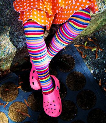 Free Girl in Colorful Stockings, by D Sharon Pruitt / Pink Sherbet Photography